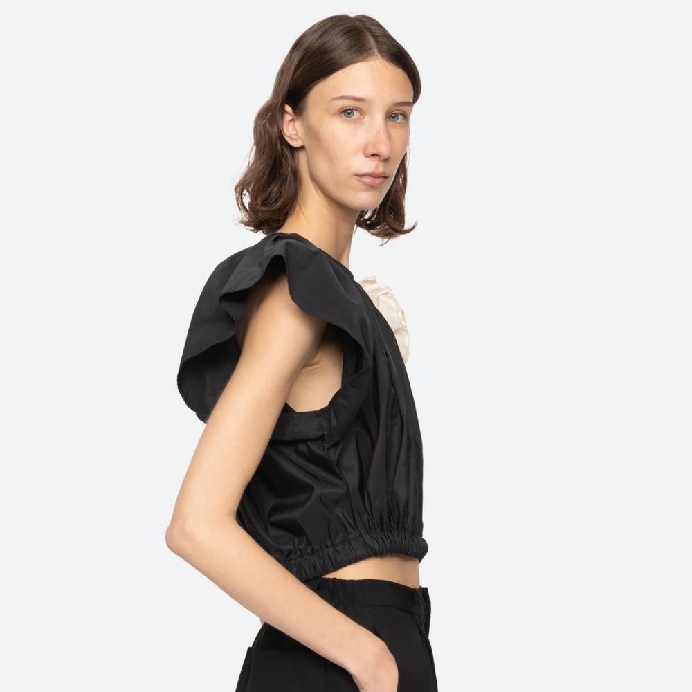 Sea NY Laurie Solid Flutter Sleeve Top - Picture 3 of 6